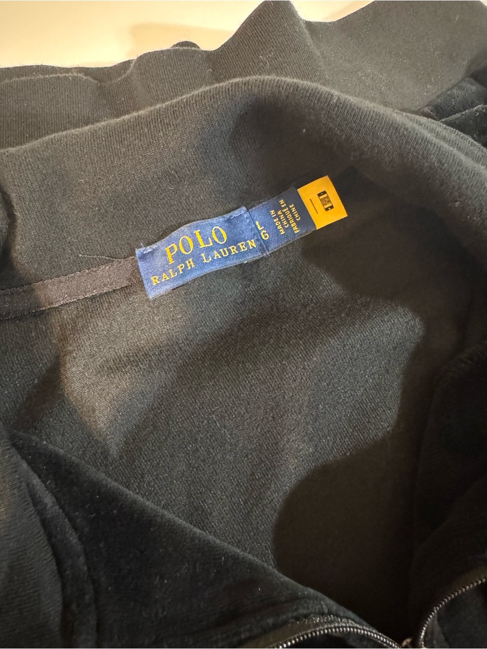Women’s Polo by Ralph Lauren Black Velour Half-Zip Pullover size Medium - Picture 6 of 7